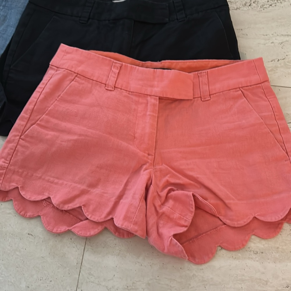 J. Crew Scalloped Shorts - White, Peach, Black, chambray blue - Picture 6 of 16